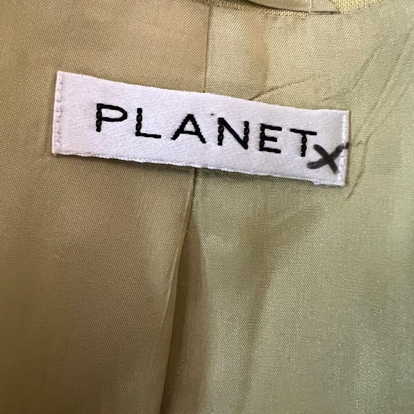 Planet Linen Jacket Utility Blazer Green Button Front Pockets Womens 12 - Picture 7 of 9